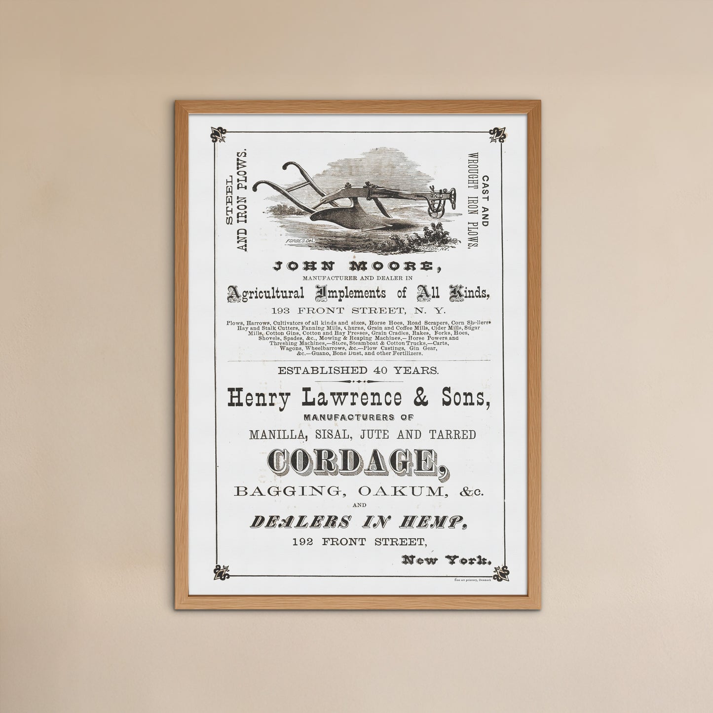 Old advertisement page with agricultural equipment from the Keogh & Thorne catalogue