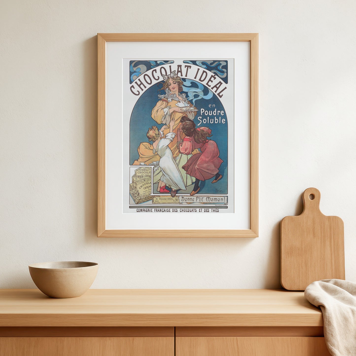 Chocolat Idéal Plakat - Alfons Mucha - Art Nouveau Reklamekunst (1897)
