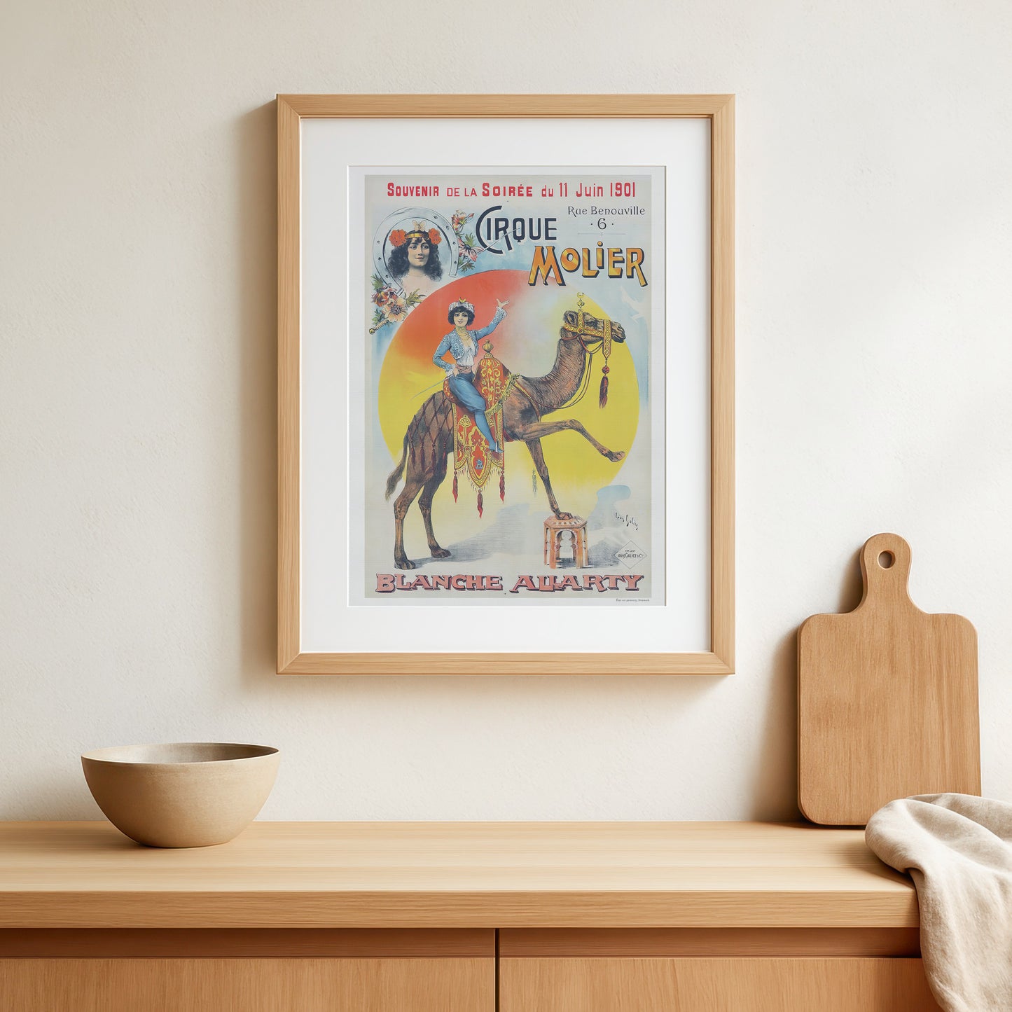 Cirque Molier Circus poster with Blanche Allarty and her camel show