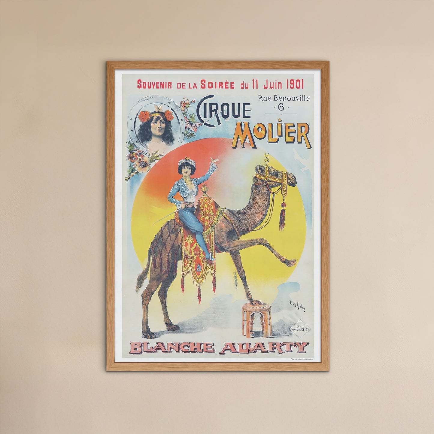 Cirque Molier Circus poster with Blanche Allarty and her camel show