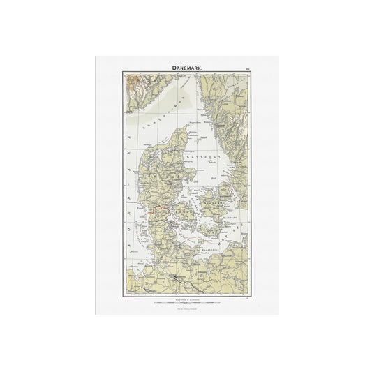 Danmarkskort fra et gammelt skoleatlas, 1896