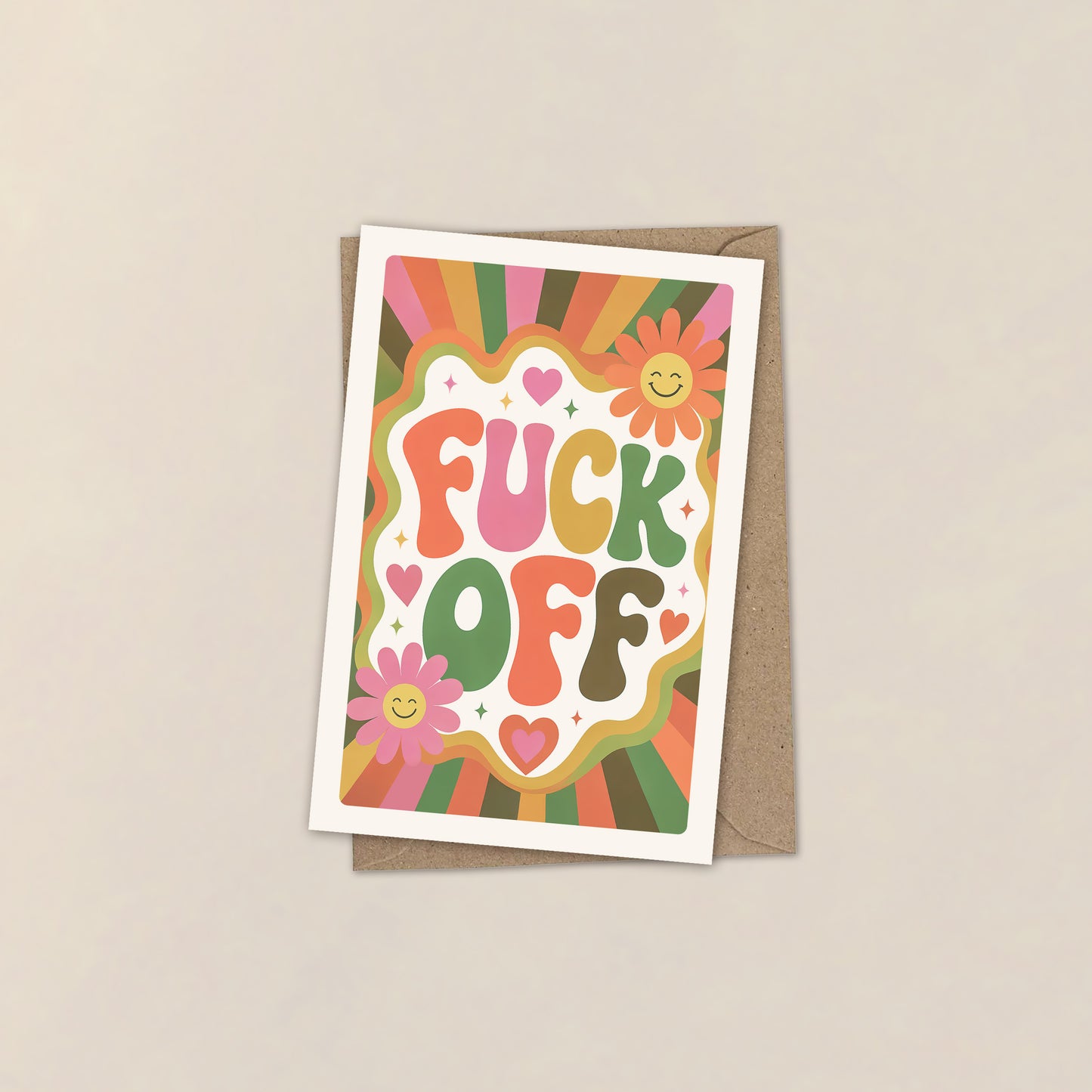 Fuck Off – Sjovt Retro Anledningskort med Humor i 70'er Stil