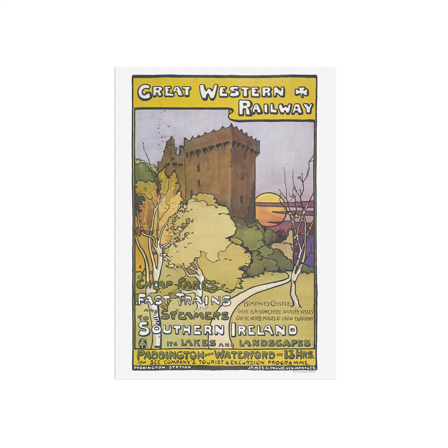 Southern Ireland Great Western Railway travel poster