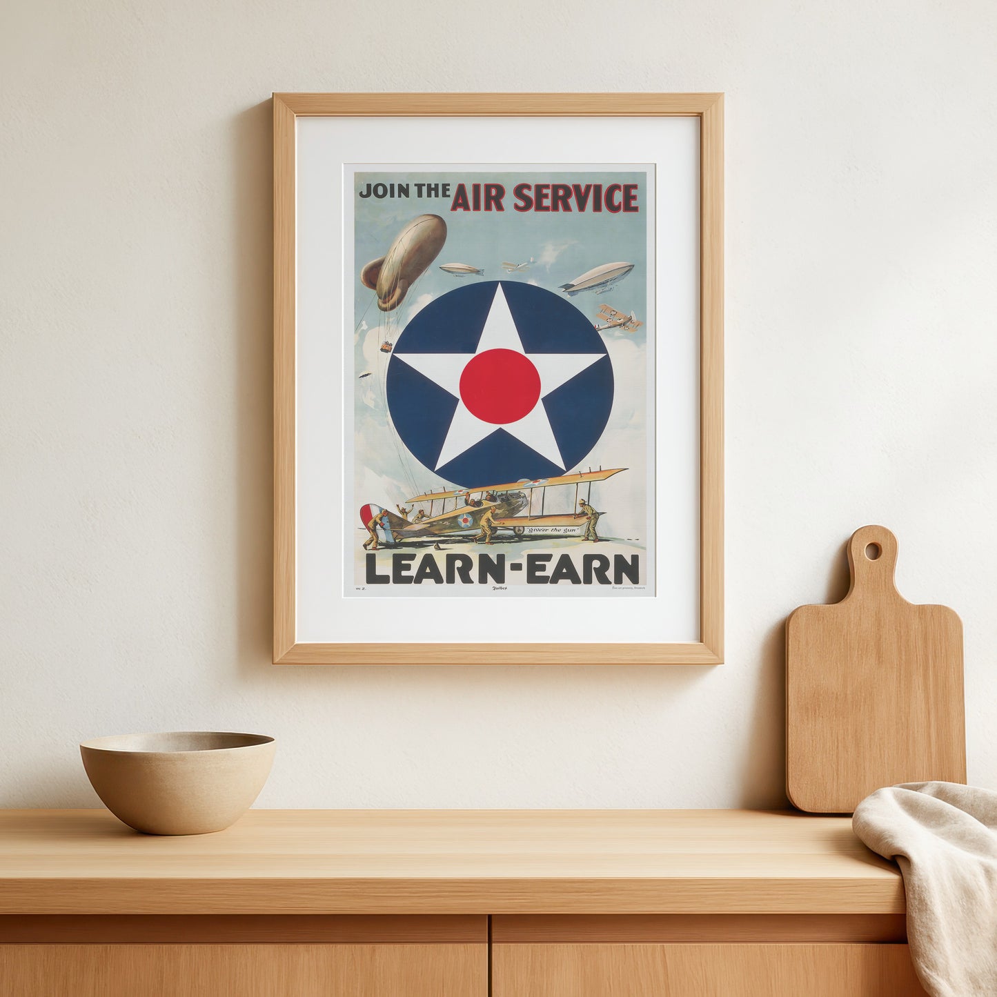 Join the Air Service, Learn-Earn / American recruitment poster