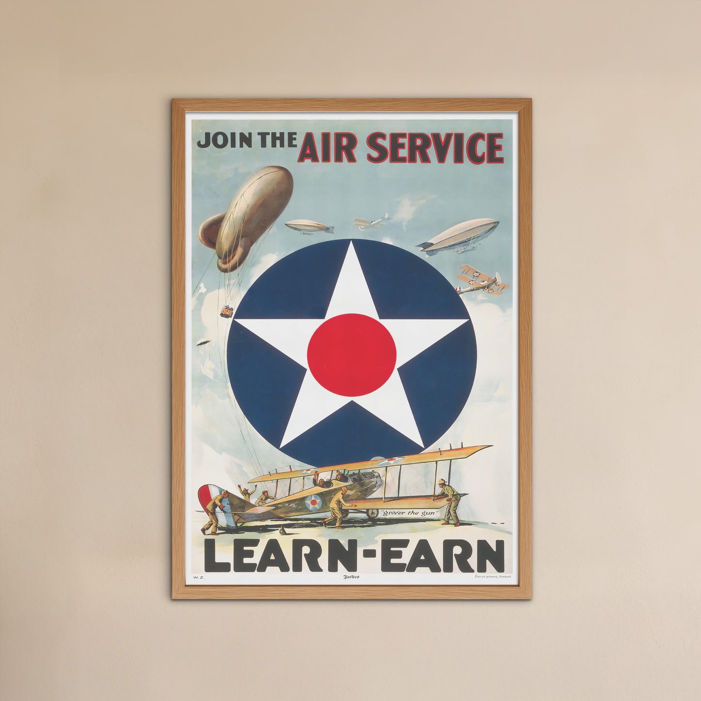 Join the Air Service, Learn-Earn / American recruitment poster