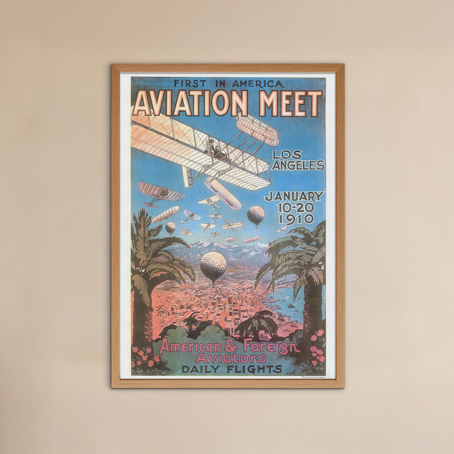 Aviation history poster featuring the Los Angeles International Air Meet at Dominguez 1910