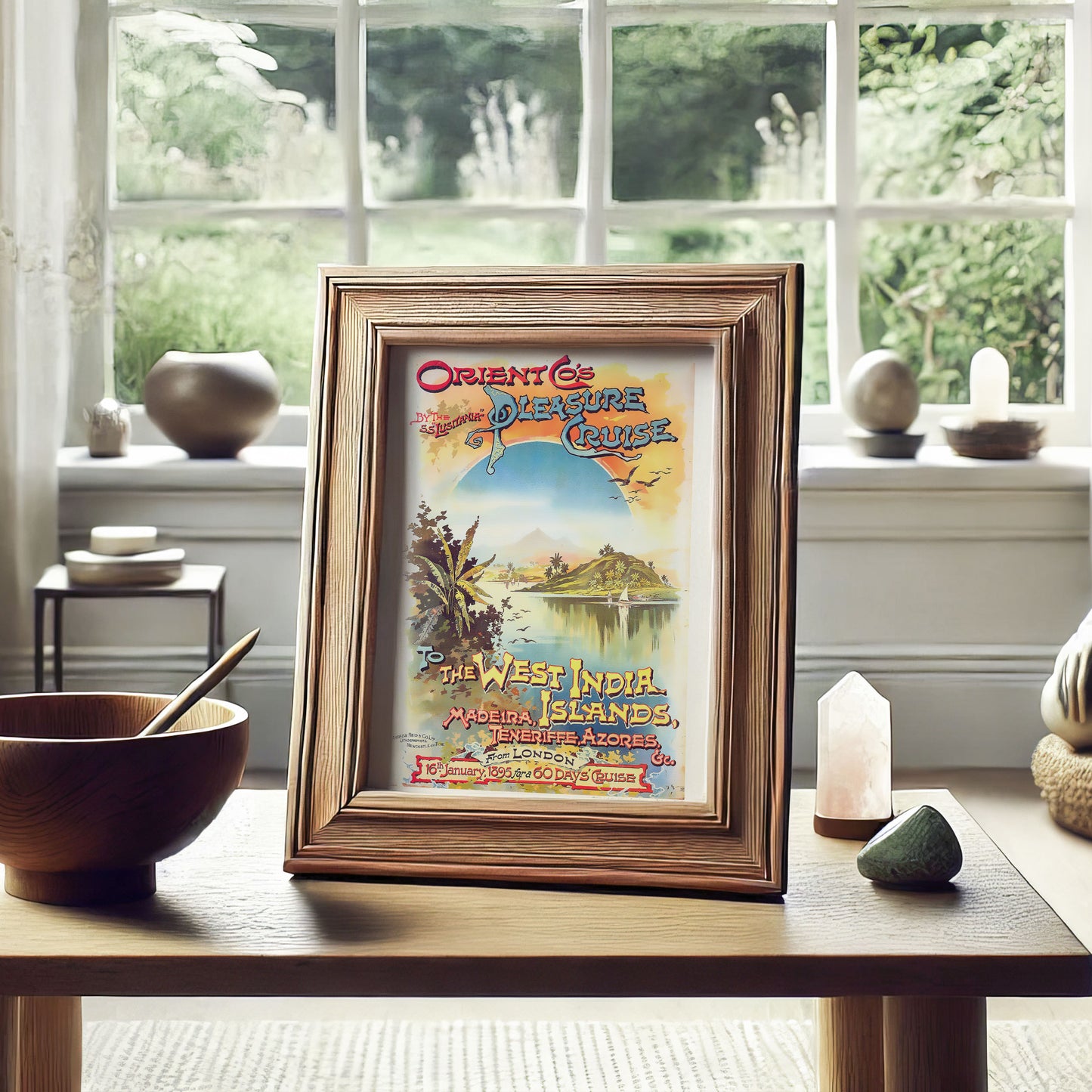 Vintage 1895 Orient Co.'s Pleasure Cruise Plakat - SS Lusitania til Eksotiske Destinationer