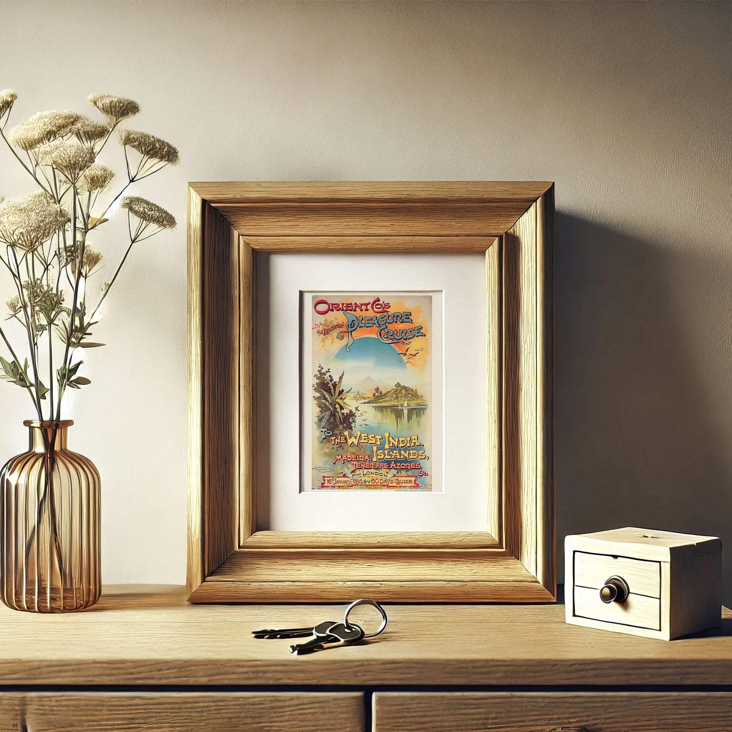 Vintage 1895 Orient Co.'s Pleasure Cruise Plakat - SS Lusitania til Eksotiske Destinationer