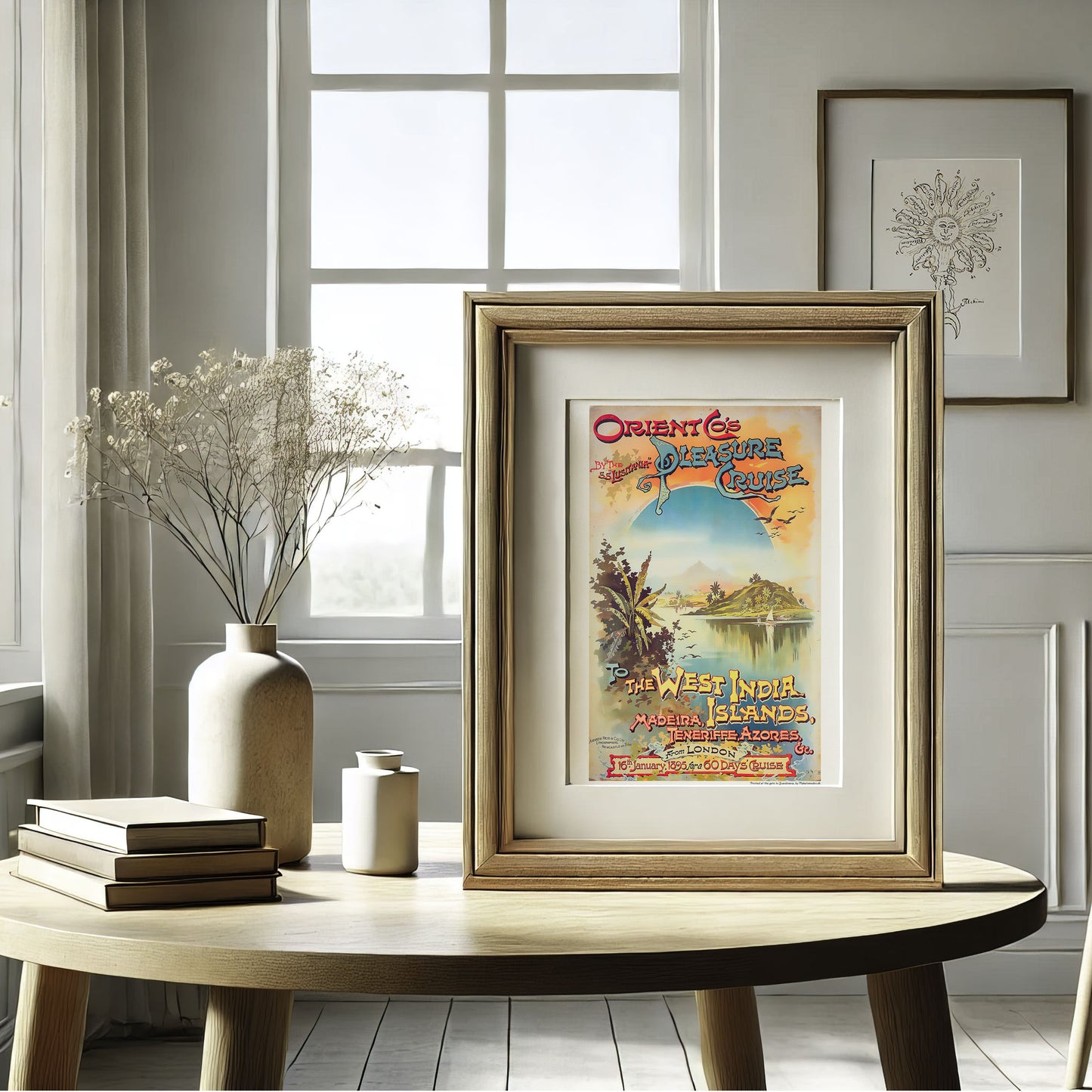Vintage 1895 Orient Co.'s Pleasure Cruise Plakat - SS Lusitania til Eksotiske Destinationer