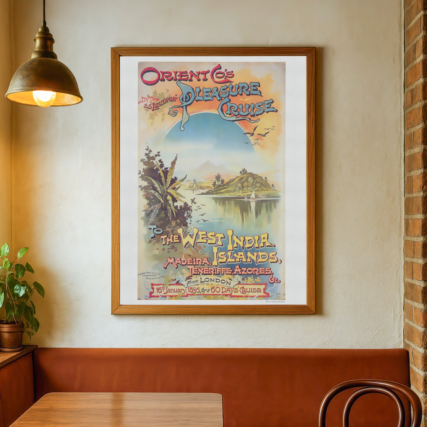 Vintage 1895 Orient Co.'s Pleasure Cruise Poster - SS Lusitania to Exotic Destinations