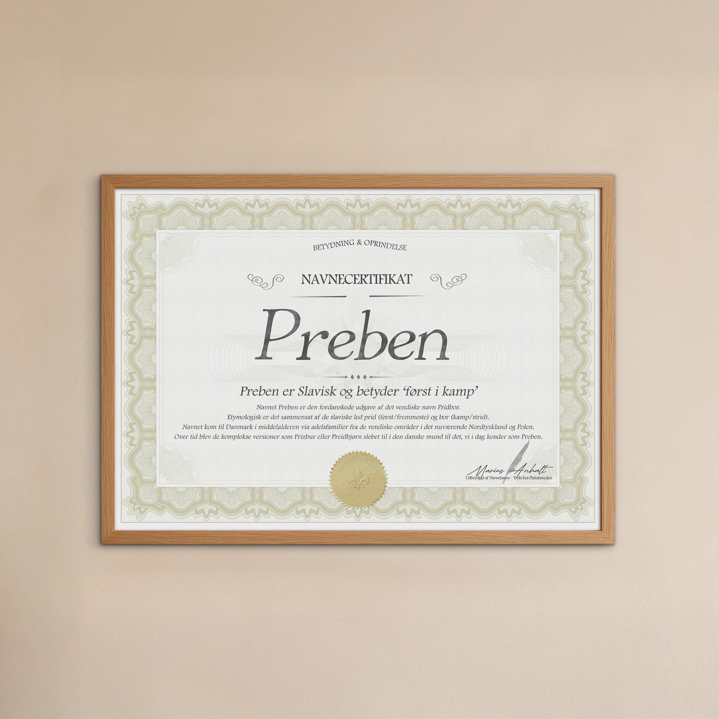 Hvad betyder Preben | Navnecertifikat med Betydning & Oprindelse