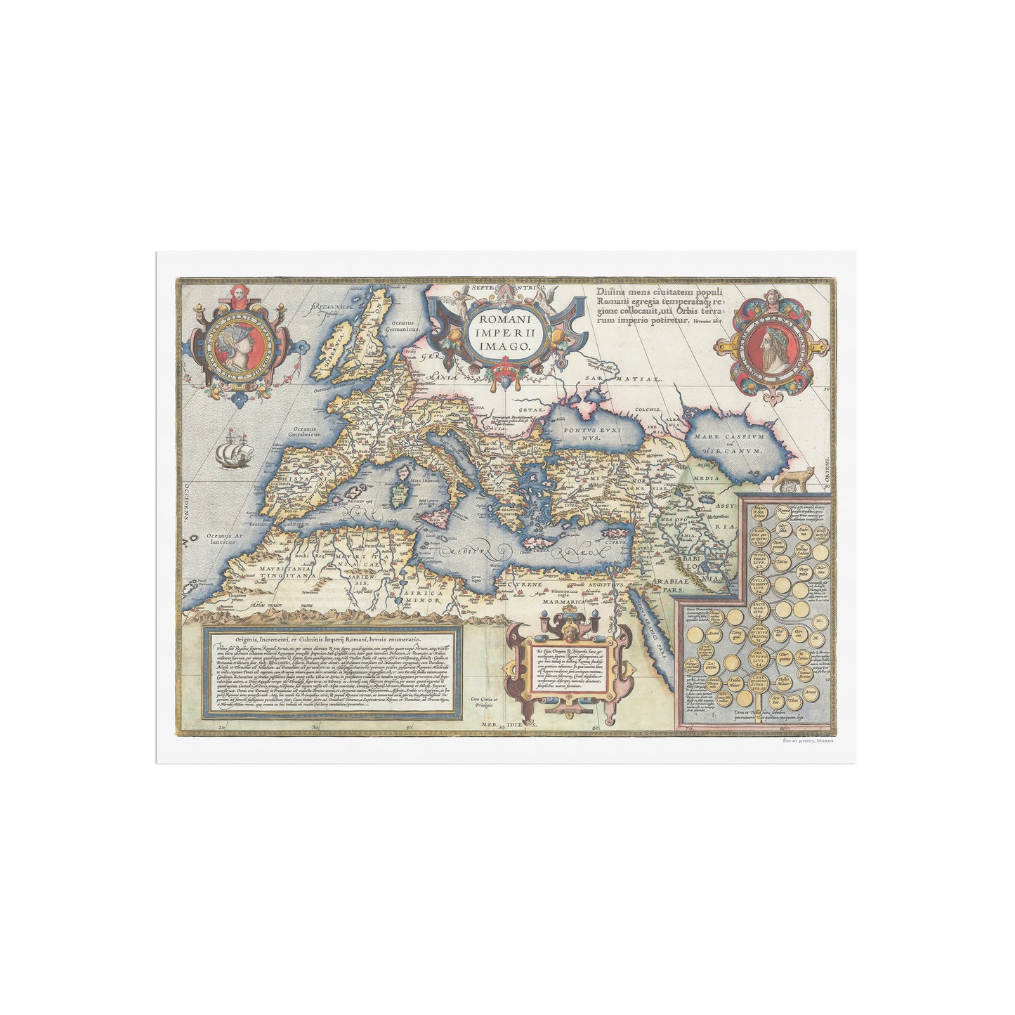Map of the Roman Empire by Abraham Ortelius, 1603