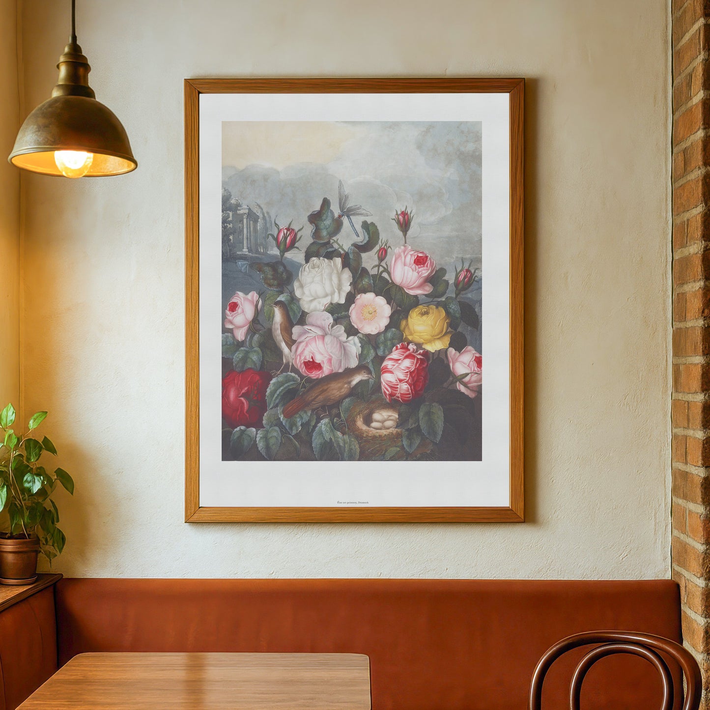 Vintage Rose Plakat - Roser og Fugle fra The Temple of Flora (1837) | Robert John Thornton