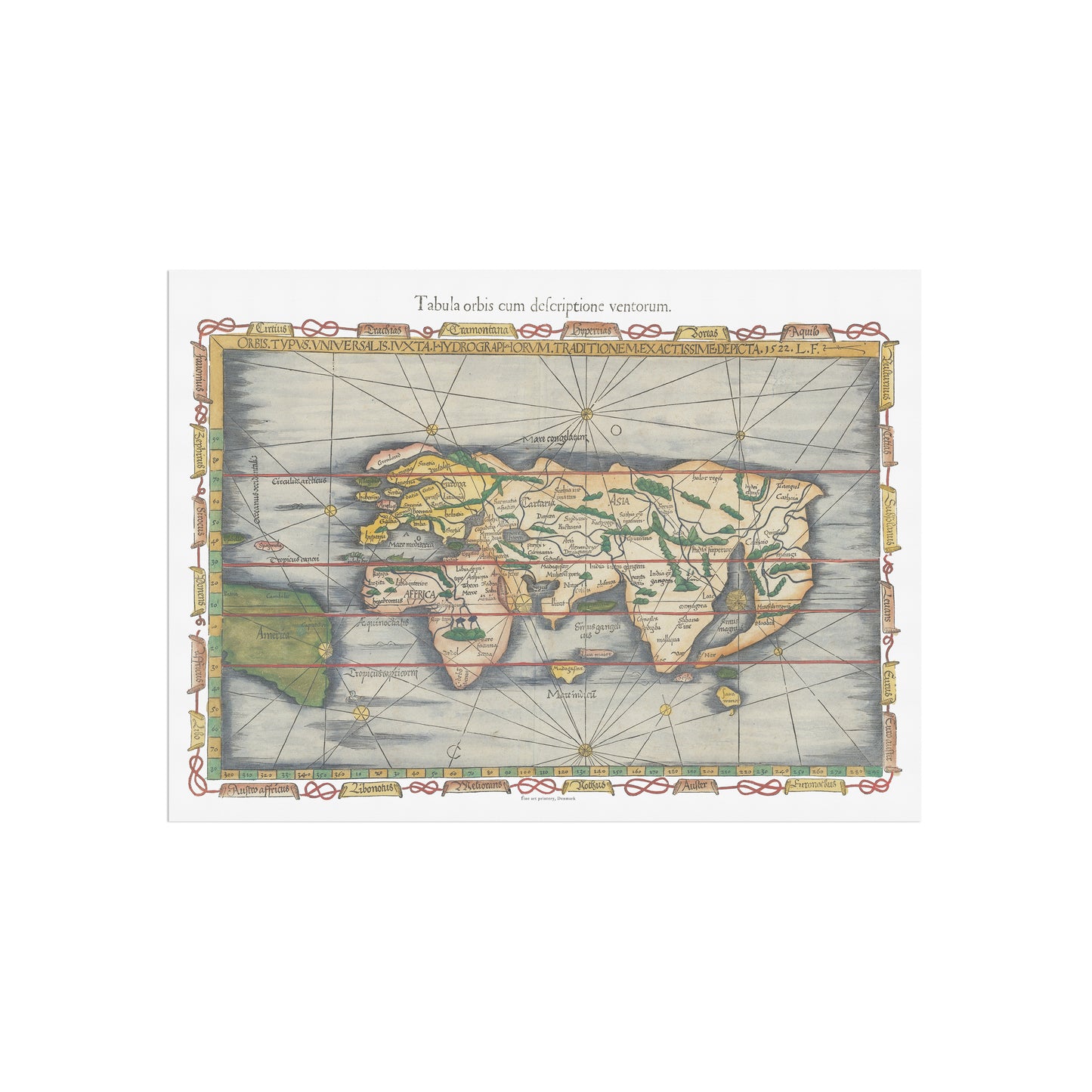 Tabula orbis, World Map by Lorenz Fries