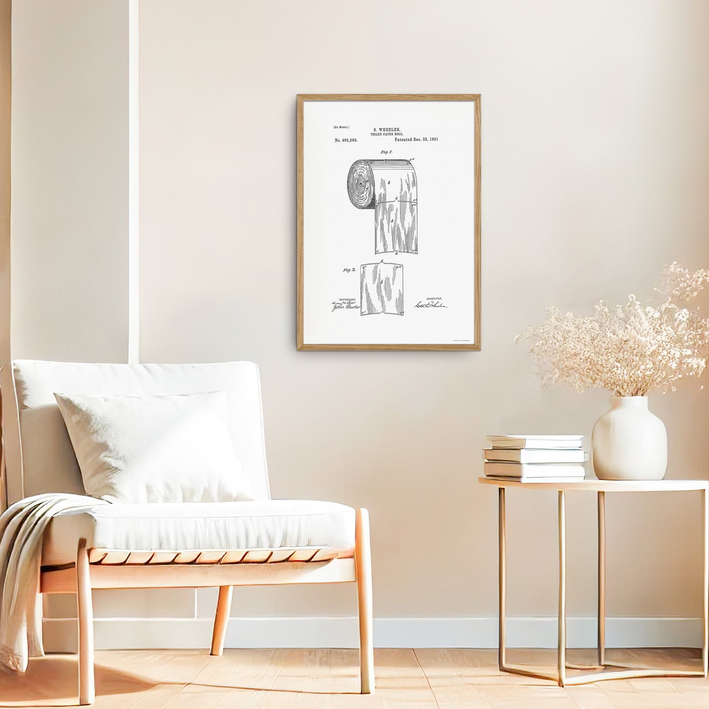 Patent drawing of Toilet Paper Roll (1891) – US465588A