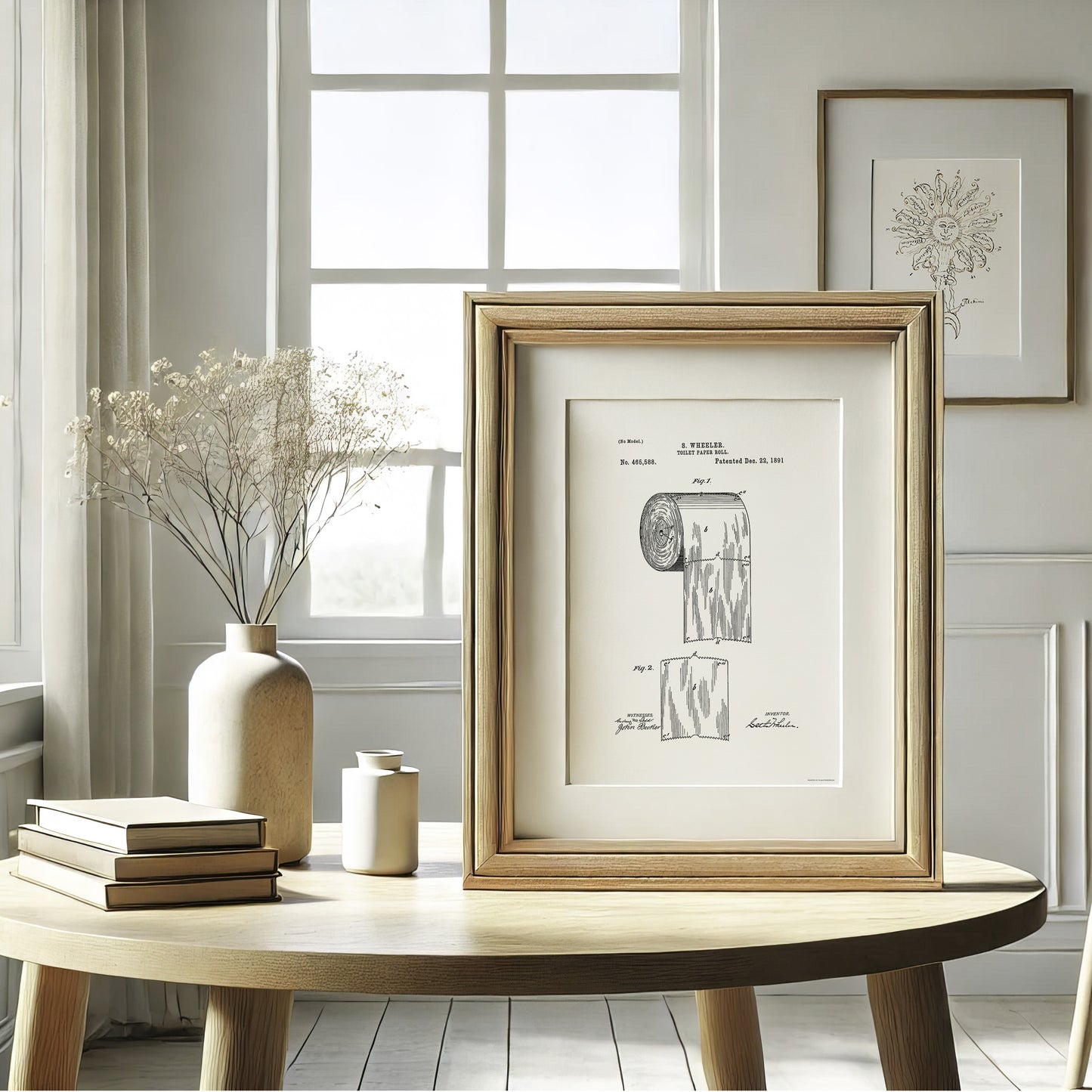 Patent drawing of Toilet Paper Roll (1891) – US465588A