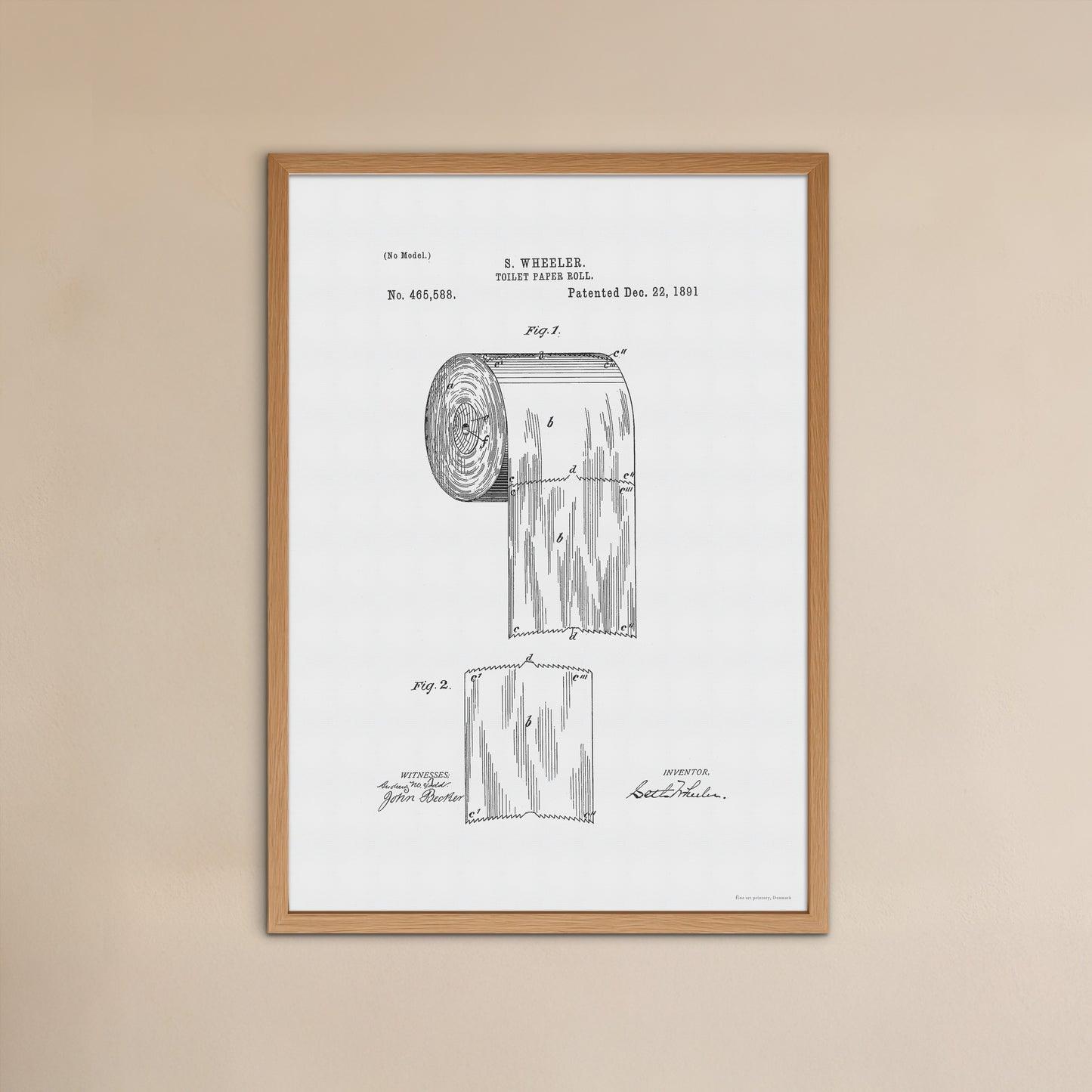 Patenttegning af Toiletpapirrulle (1891) – US465588A