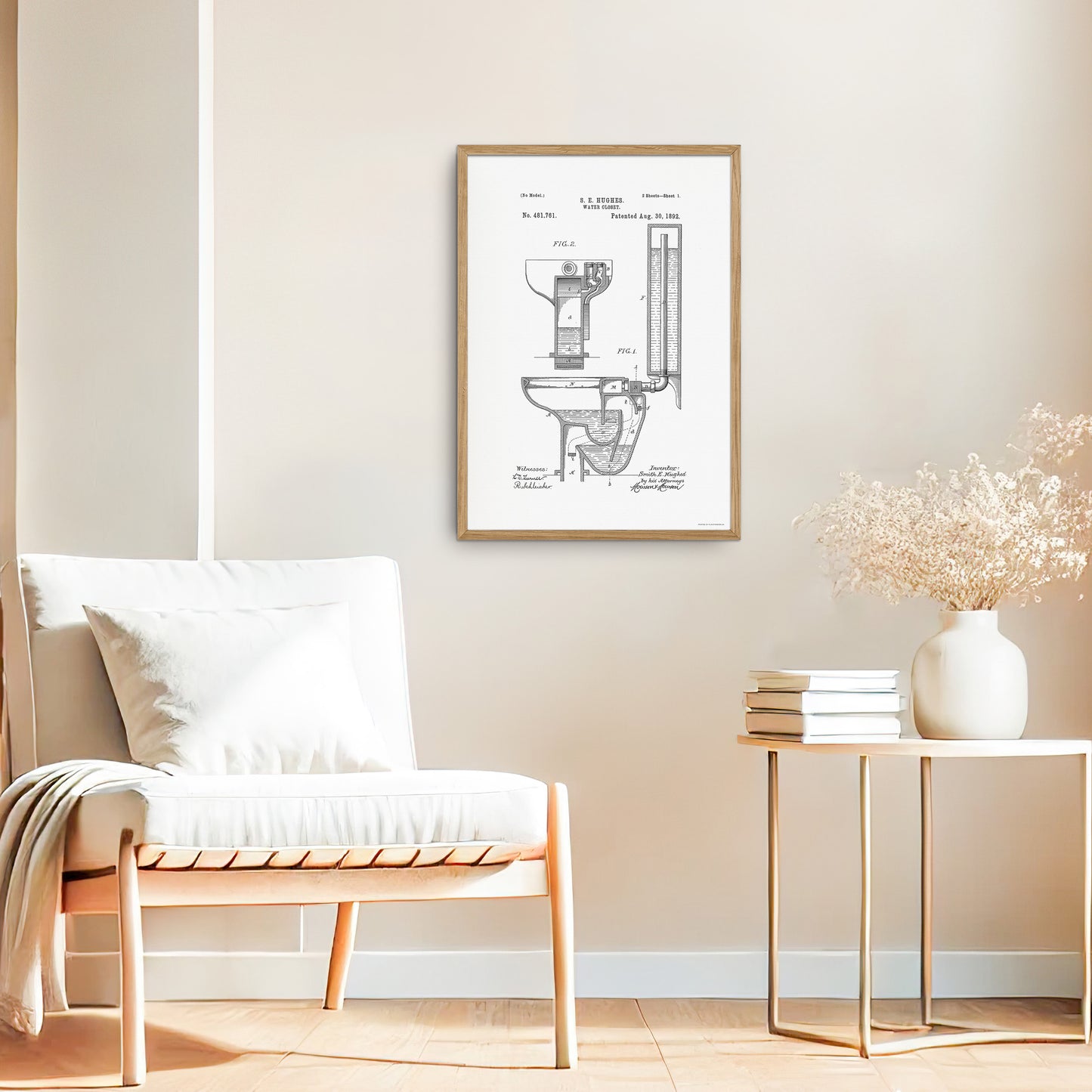 Patent drawing of Toilet (WC/Water closet) (1892) – US481761A