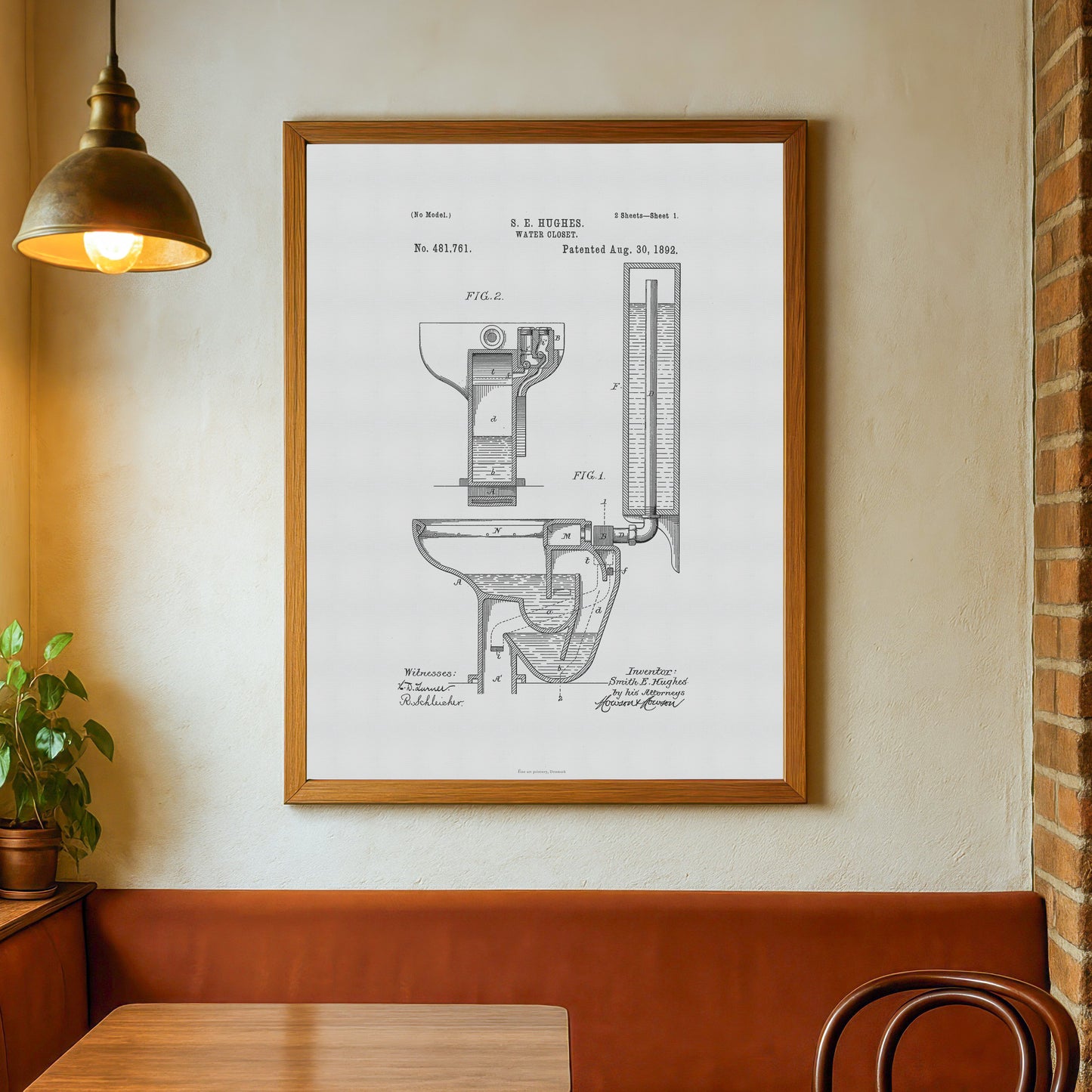 Patenttegning af Toilet (WC/Vandkloset) (1892) – US481761A