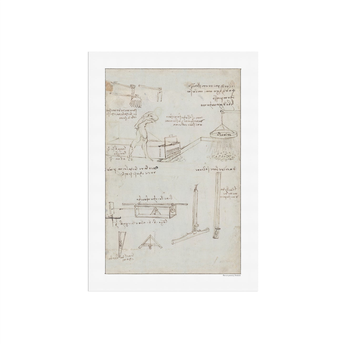 Leonardo da Vinci's Machine Diagrams & Tools for Mixing Mortar