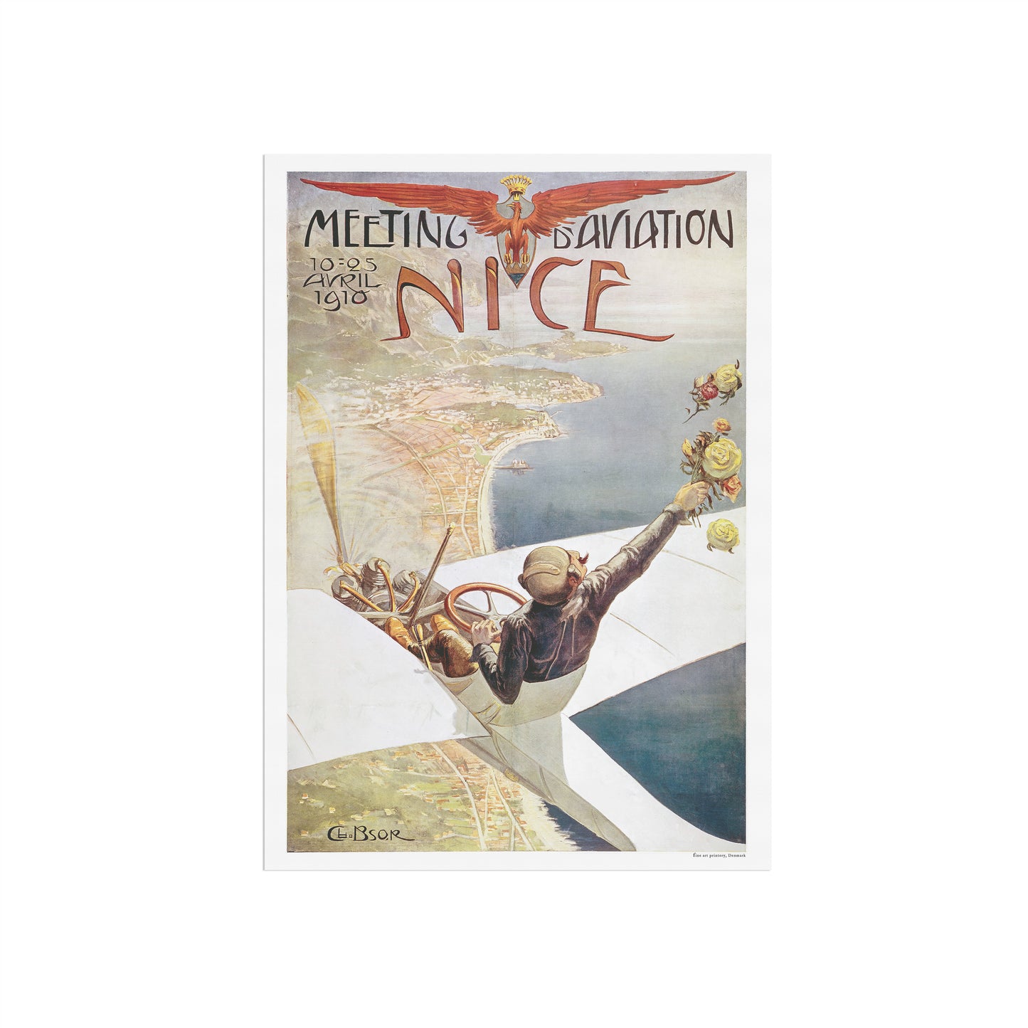 Aviation history poster with Meeting Aviation Nice 1910