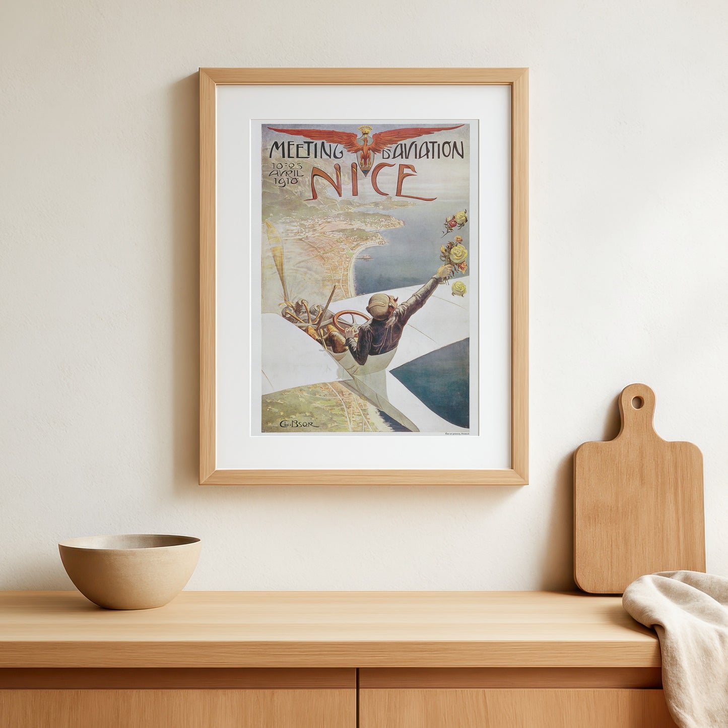 Aviation history poster with Meeting Aviation Nice 1910