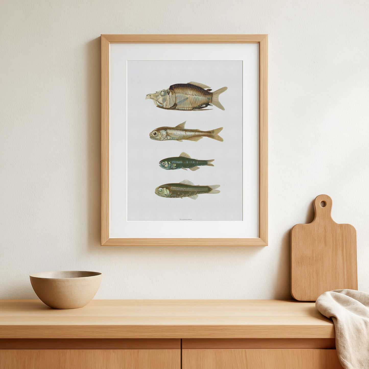 Vintage Dybhavsfisk Plakat - Lanternfish og Rovfisk (1911) | Oceanografisk Kunst
