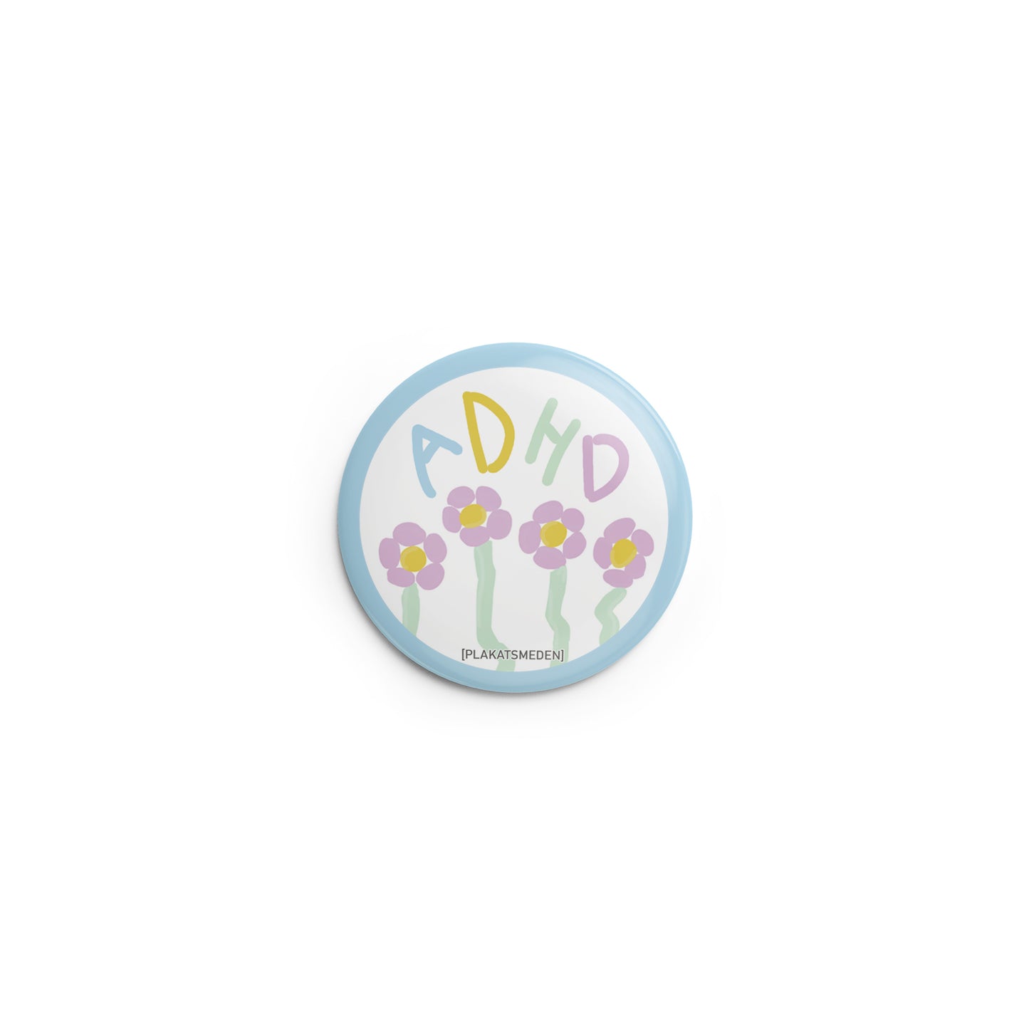 ADHD Badge med Blomster | Unik badge tegnet af børn