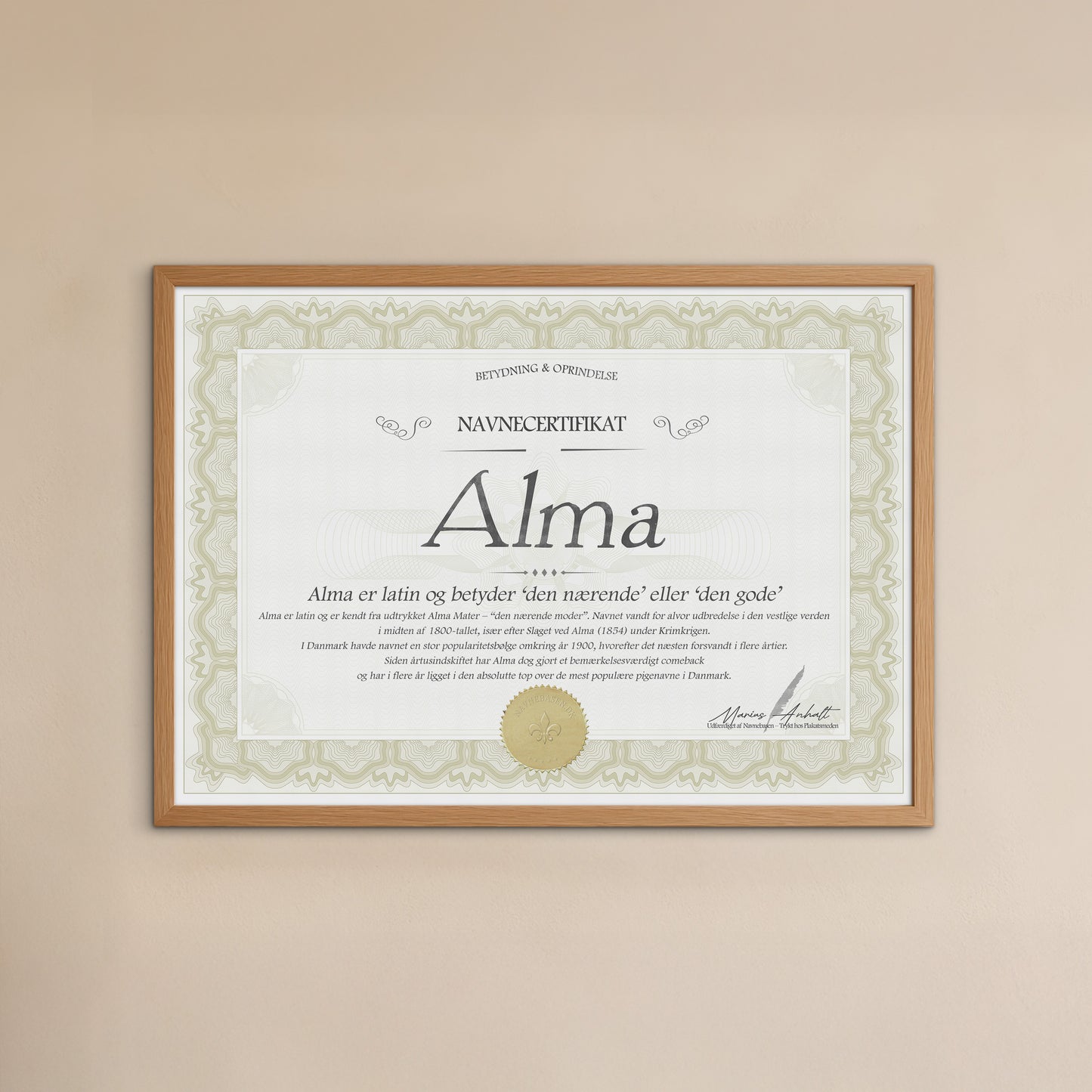 Hvad betyder Alma | Navnecertifikat med Betydning & Oprindelse