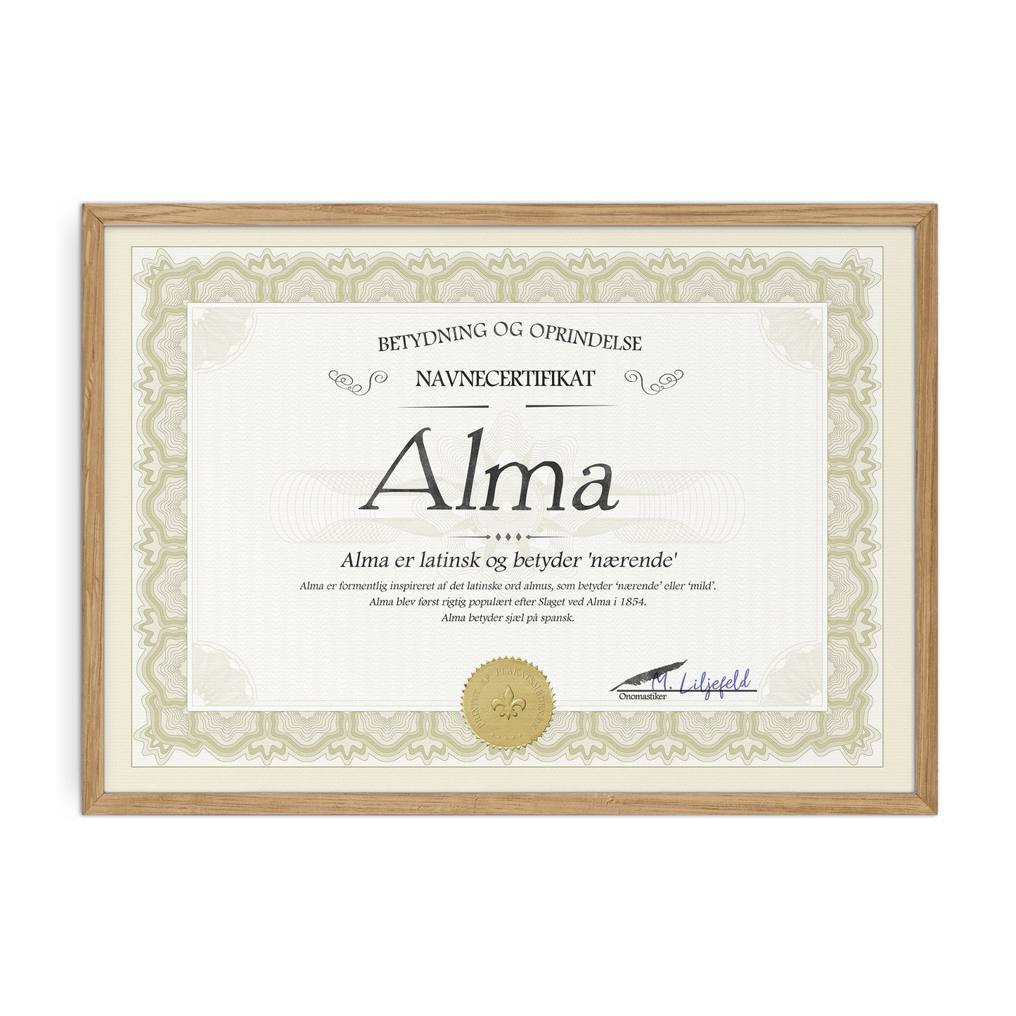 Alma Navnecertifikat