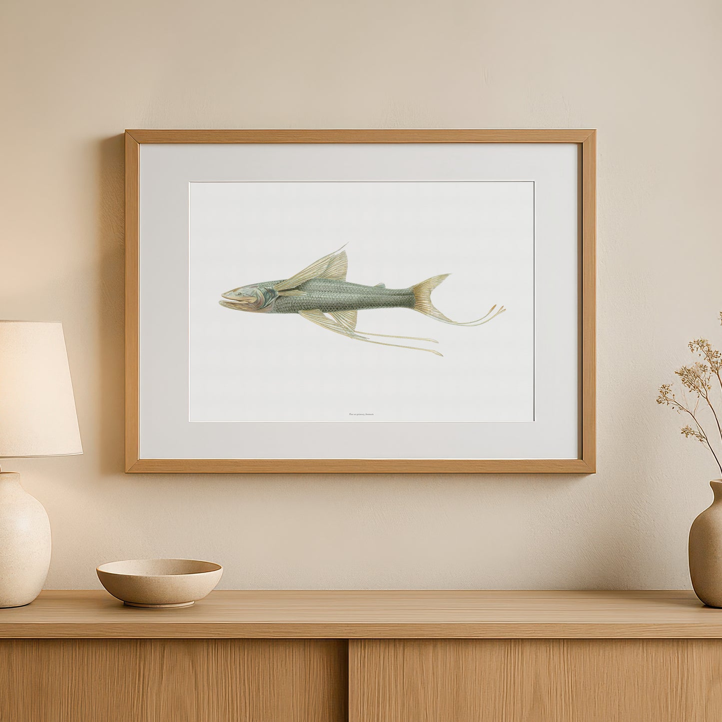 Vintage Trefodsfisk Plakat - Bathypterois viridensis (1919) | Dybhavs Plakat