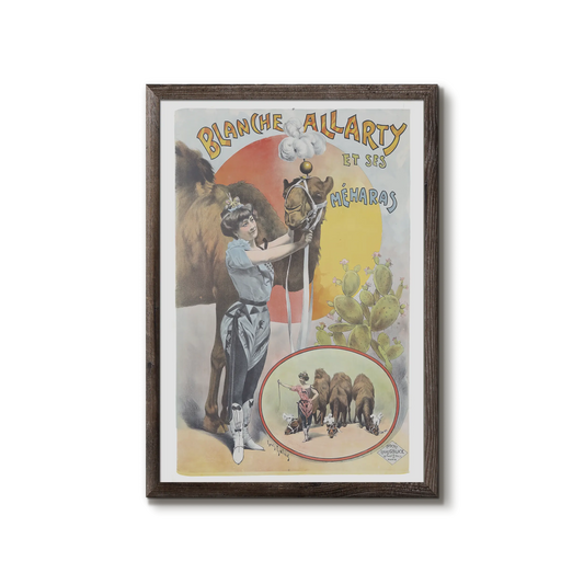 Circus poster with Blanche Allarty's camel show