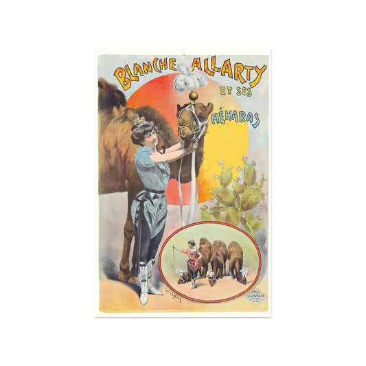 Circus poster with Blanche Allarty's camel show