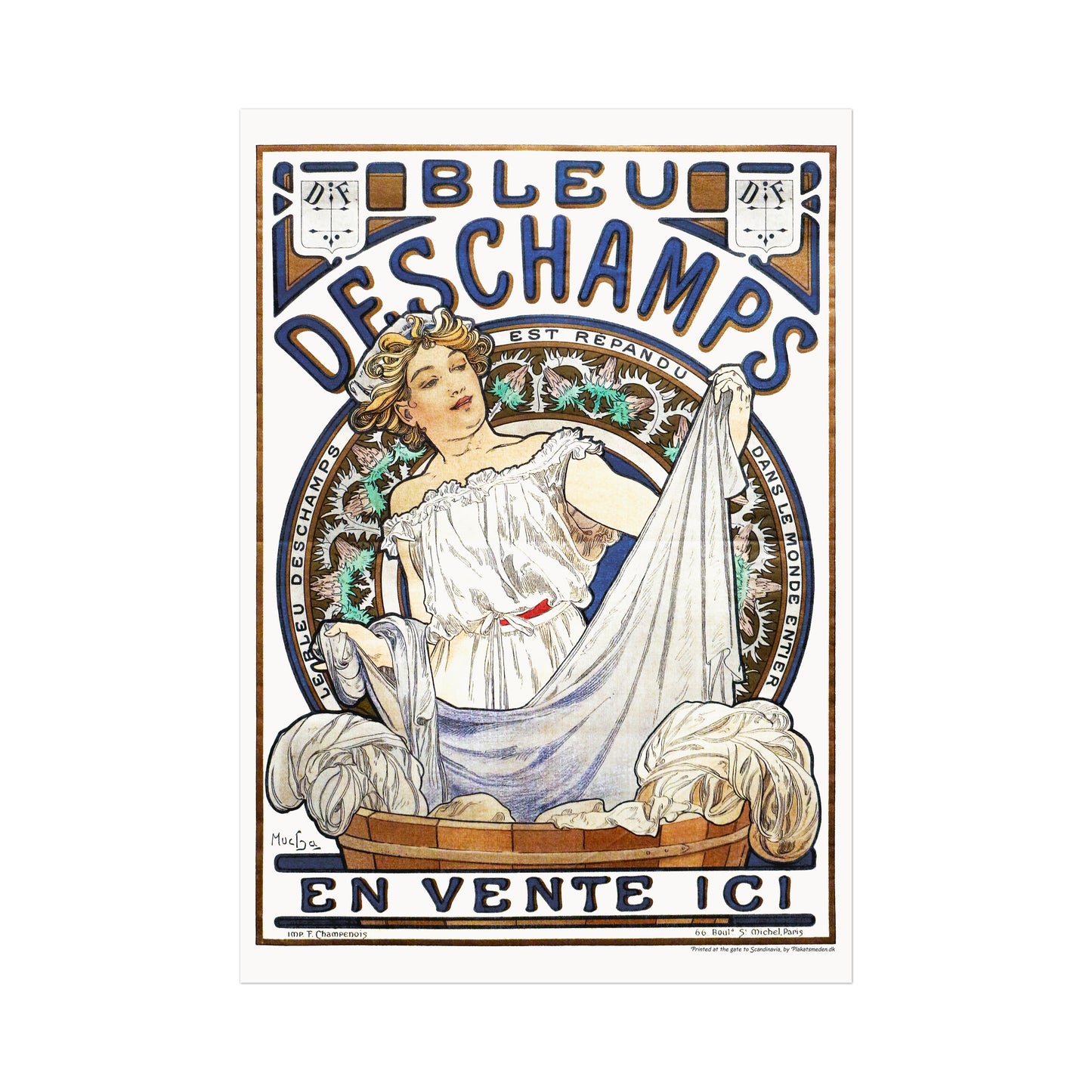 Bleu Deschamps 1897 - Alphonse Mucha plakat