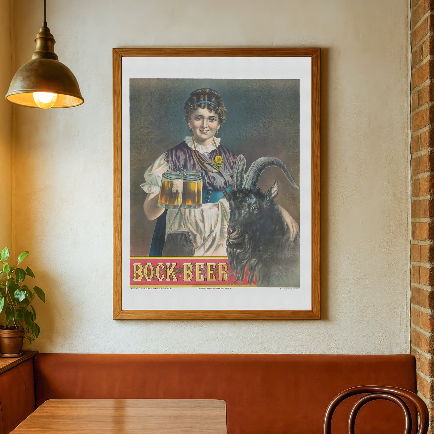 Bock Beer, original Bavarian beer girl & bock - classic beer poster