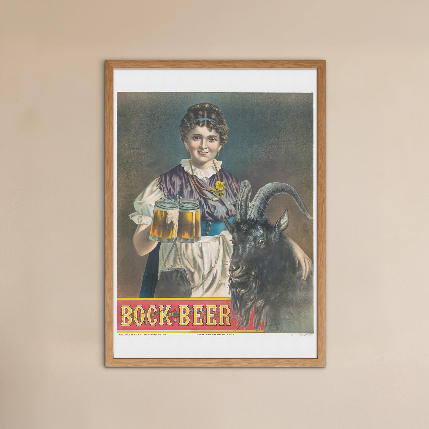 Bock Beer, original Bavarian beer girl & bock - classic beer poster