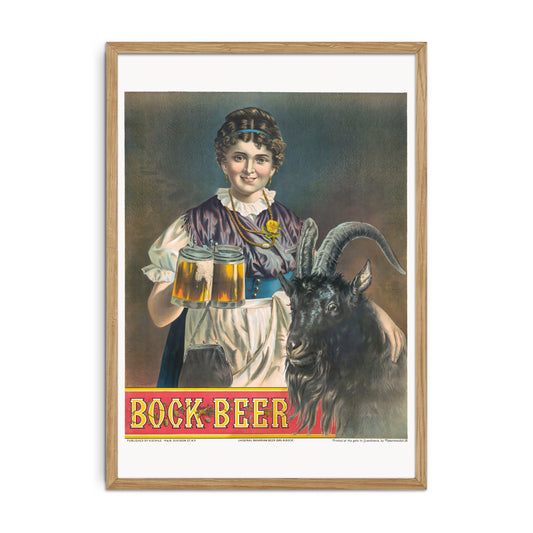 Bock Beer, original Bavarian beer girl & bock - classic beer poster