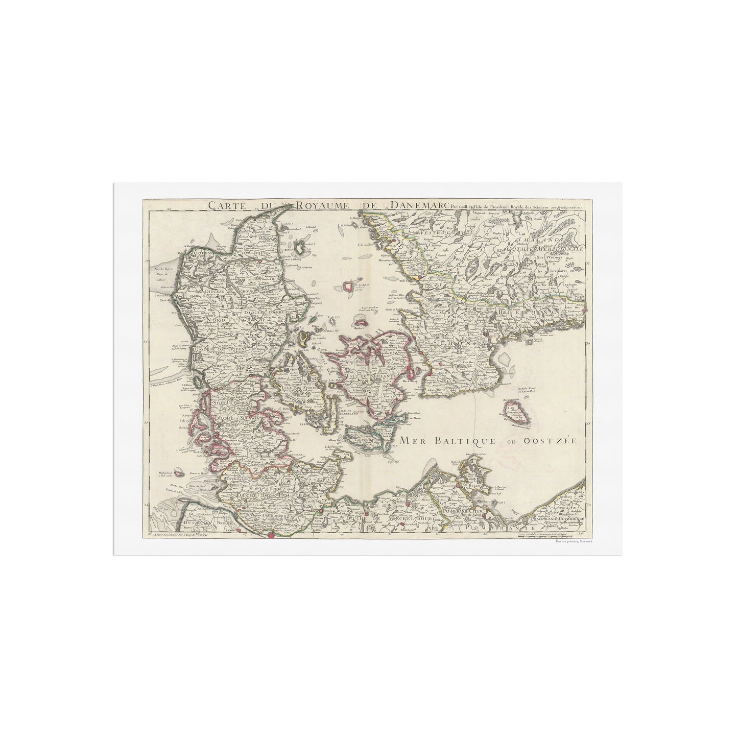 Map of the Kingdom of Denmark 1710