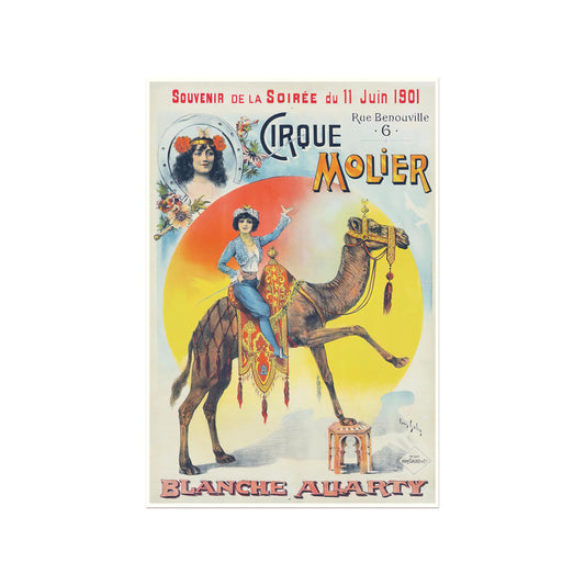 Cirque Molier Circus poster with Blanche Allarty and her camel show