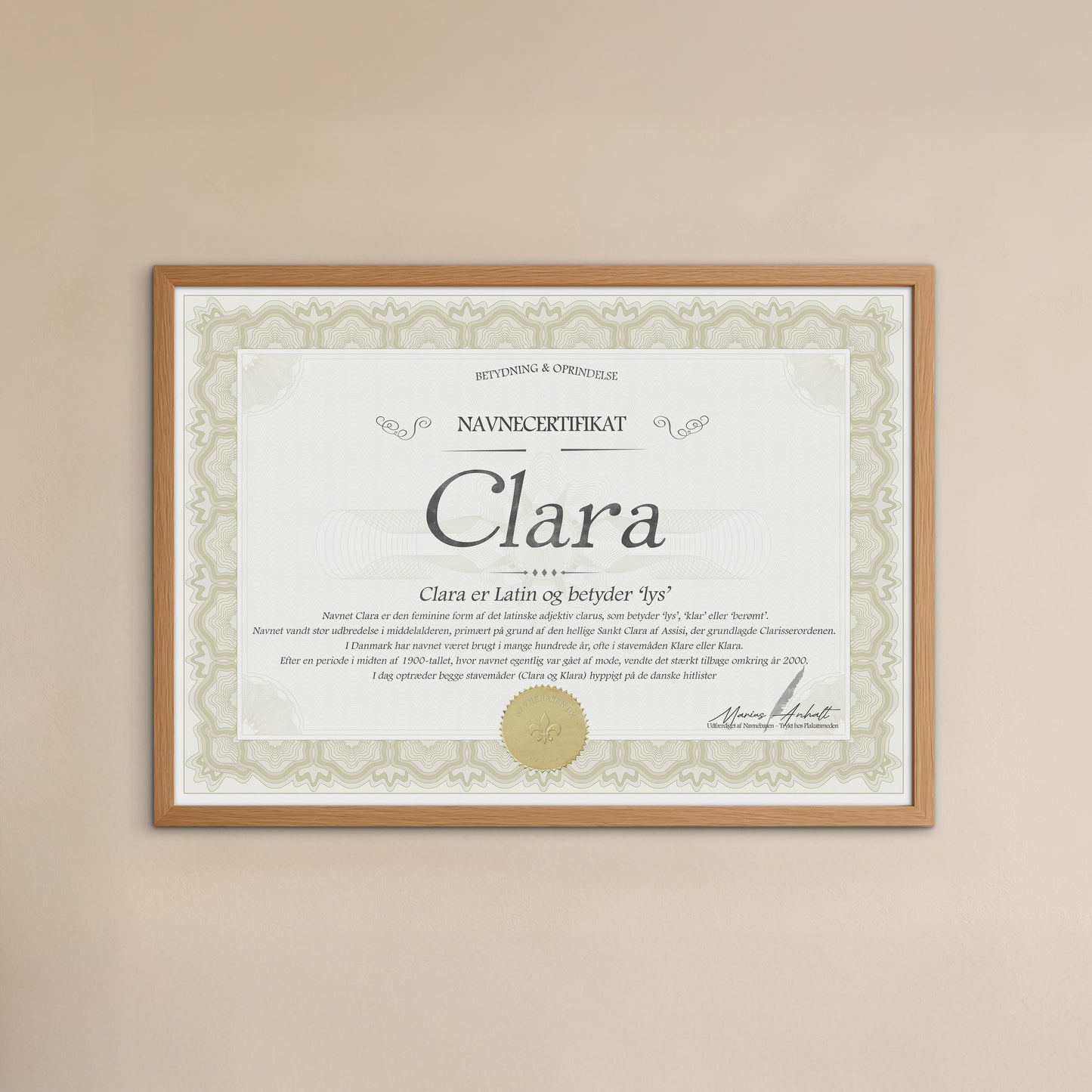Hvad betyder Clara | Navnecertifikat med Betydning & Oprindelse
