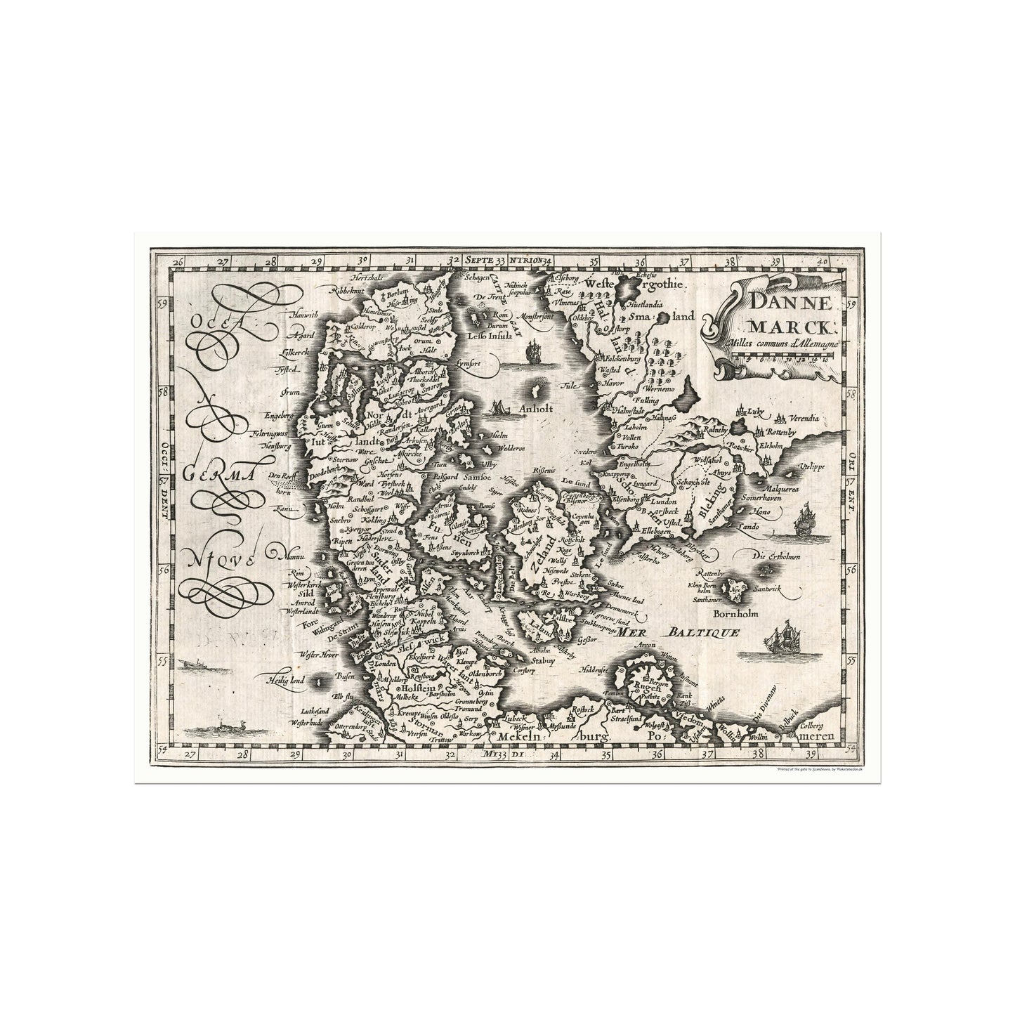 Dannemarck, 1734 - Map of Denmark