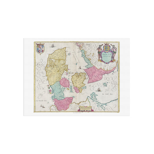 Historisk Danmarkskort: "Dania Regnvm" af Joan Blaeu (1665)