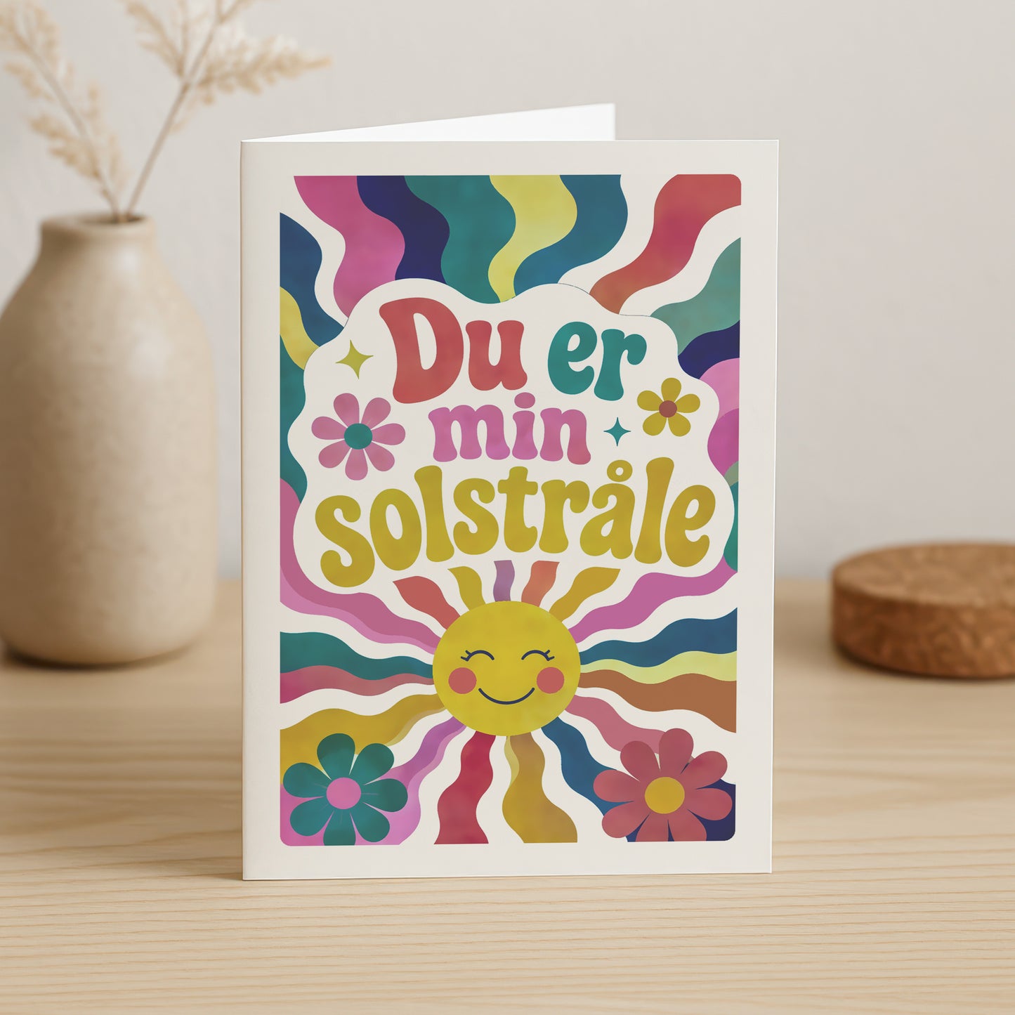 Du er min solstråle kort – Farverigt retro kort med kærlig hilsen
