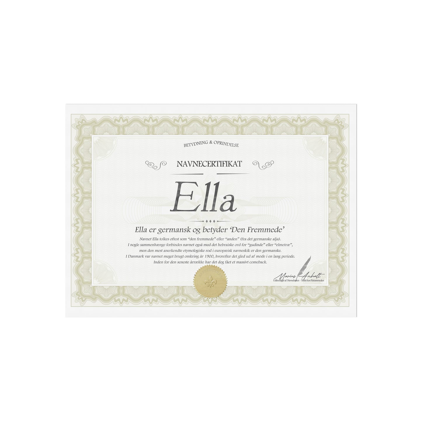 Hvad betyder Ella | Navnecertifikat med Betydning & Oprindelse