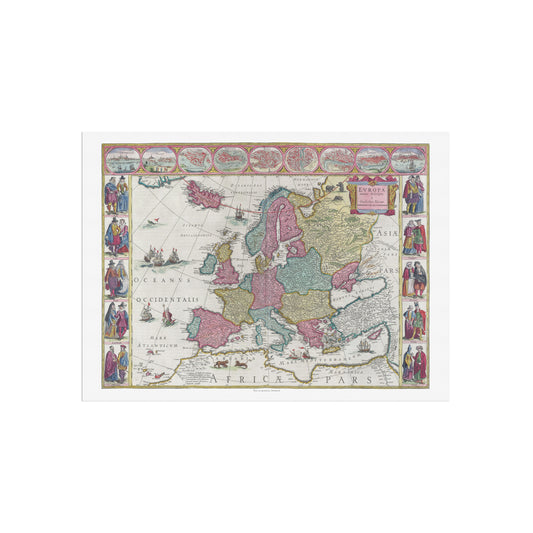 Historisk Europakort: "Evropa recens descripta" af Joan Blaeu (1665)
