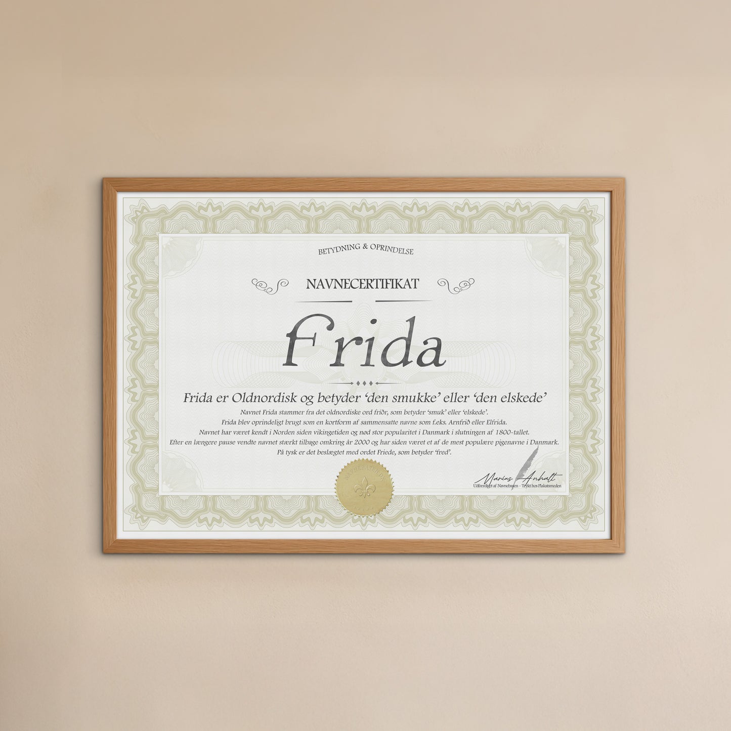 Hvad betyder Frida | Navnecertifikat med Betydning & Oprindelse