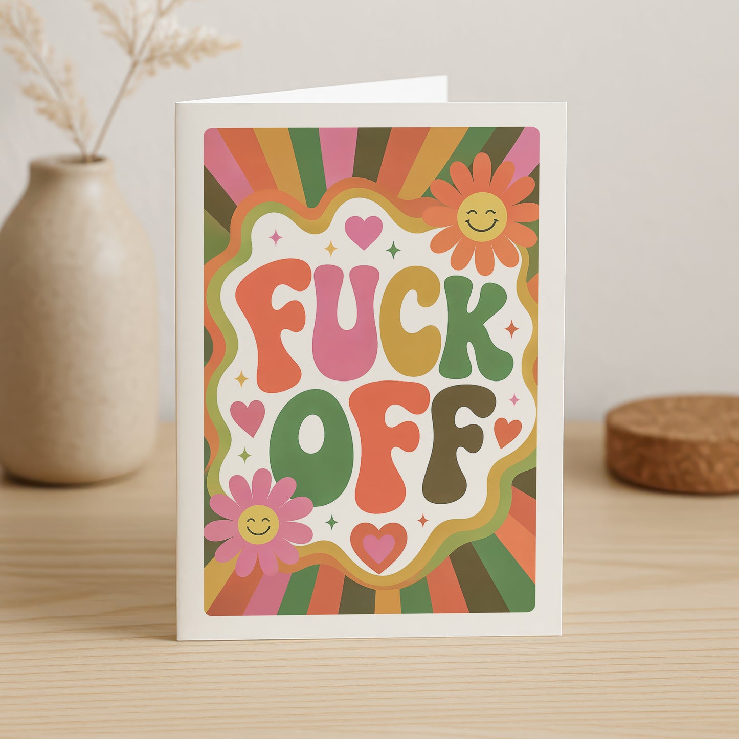 Fuck Off – Sjovt Retro Anledningskort med Humor i 70'er Stil