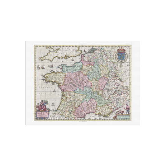Historisk Kort over Frankrig: "Gallia Vulgo La France" af Joan Blaeu (1662)