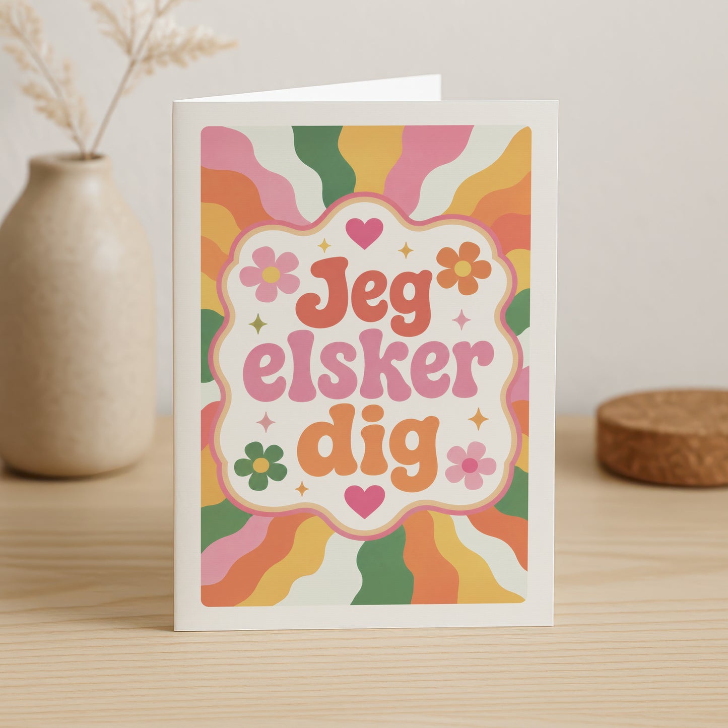 Jeg Elsker Dig – Romantisk Retro Anledningskort i 70'er Stil