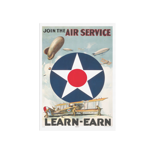 Join the Air Service, Learn-Earn / American recruitment poster